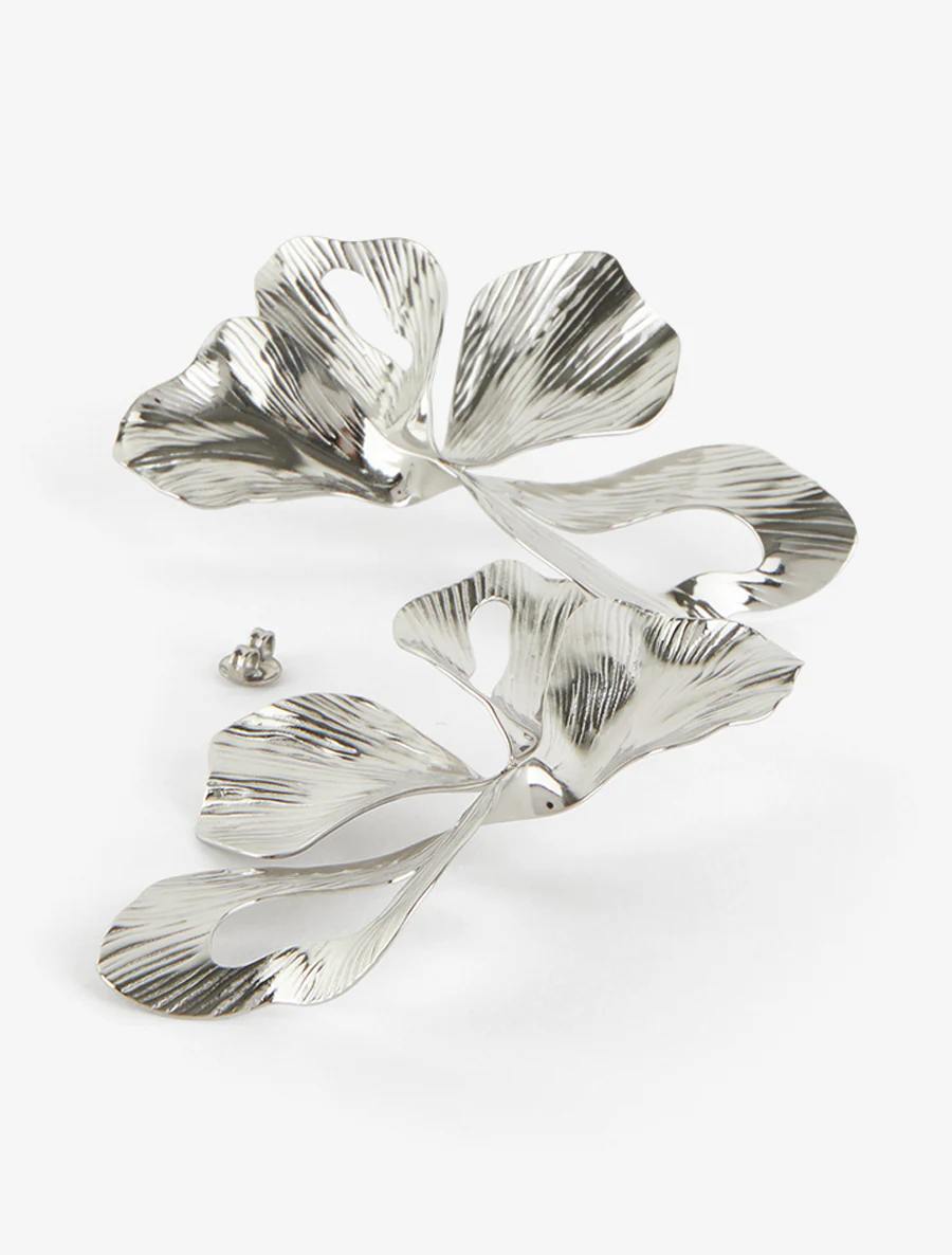 Boucles pendantes motif végétal - Argent - Image 3