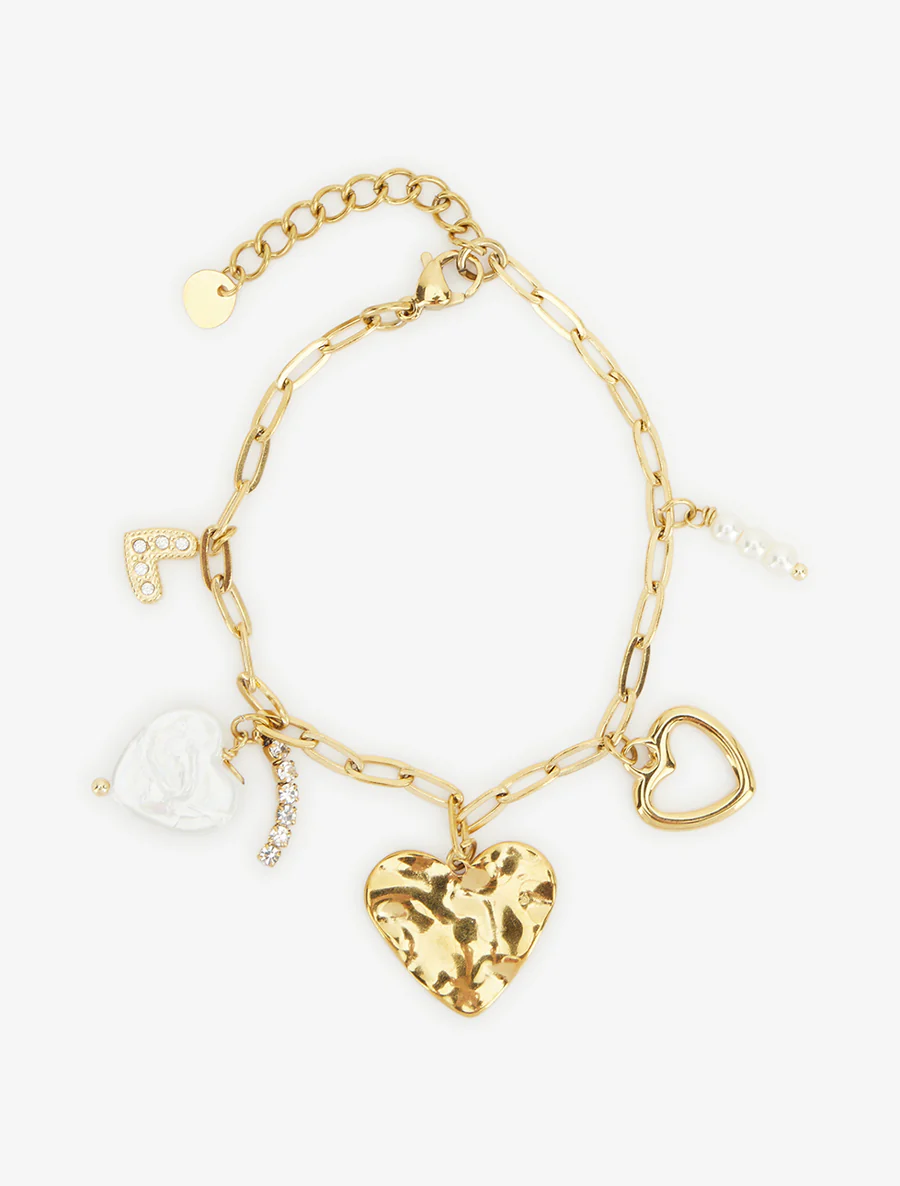 Bracelet à charms coeurs - Or - Image 2