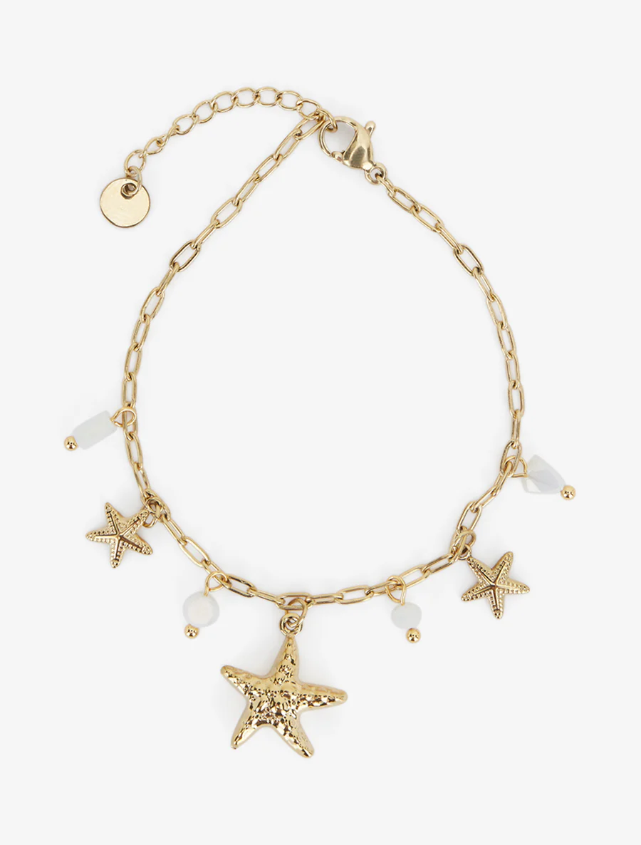 Bracelet à charms étoiles de mer et pierres colorées - Blanc - Image 2