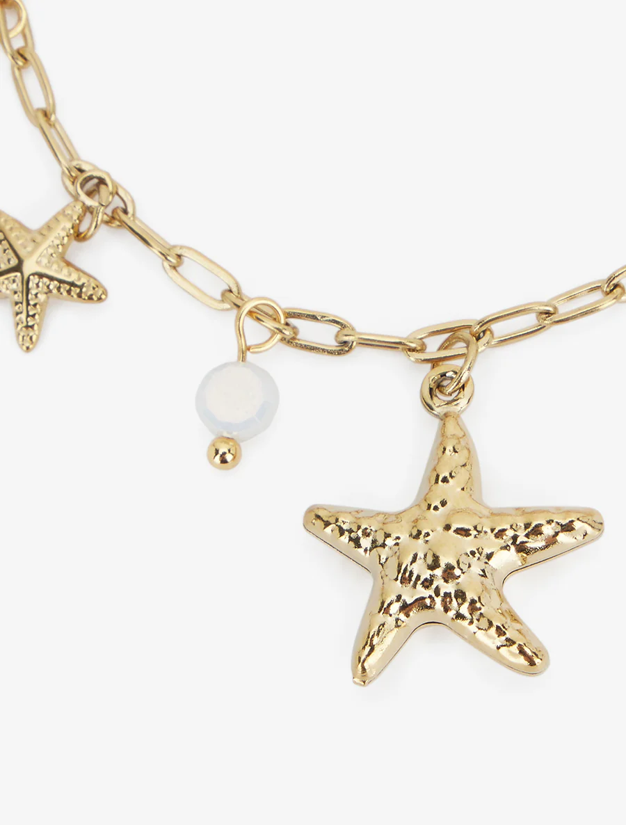 Bracelet à charms étoiles de mer et pierres colorées - Blanc - Image 3