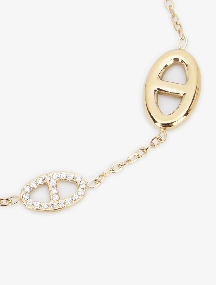 Bracelet à charms maillon marin à strass - Or - Image 3