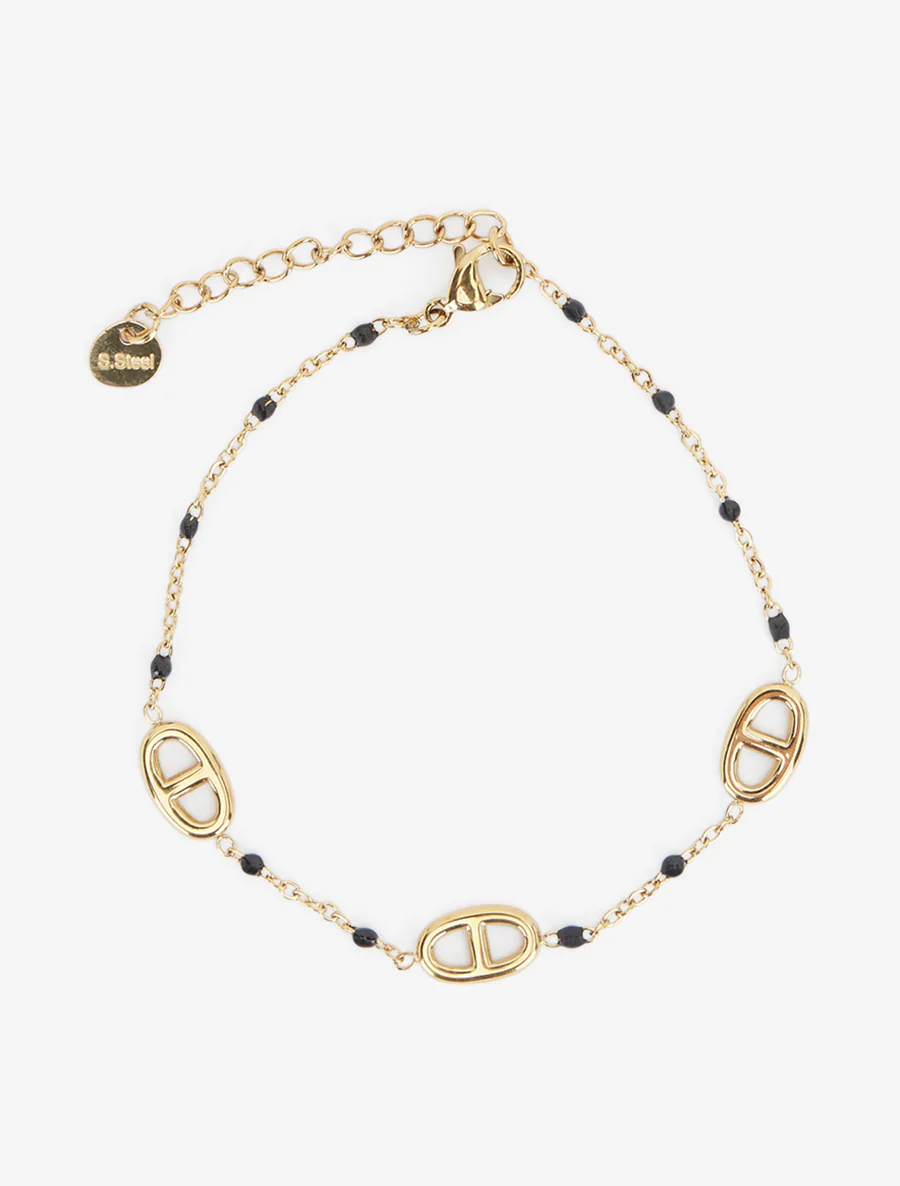 Bracelet à maillon marins et perles - Or/noir - Image 2