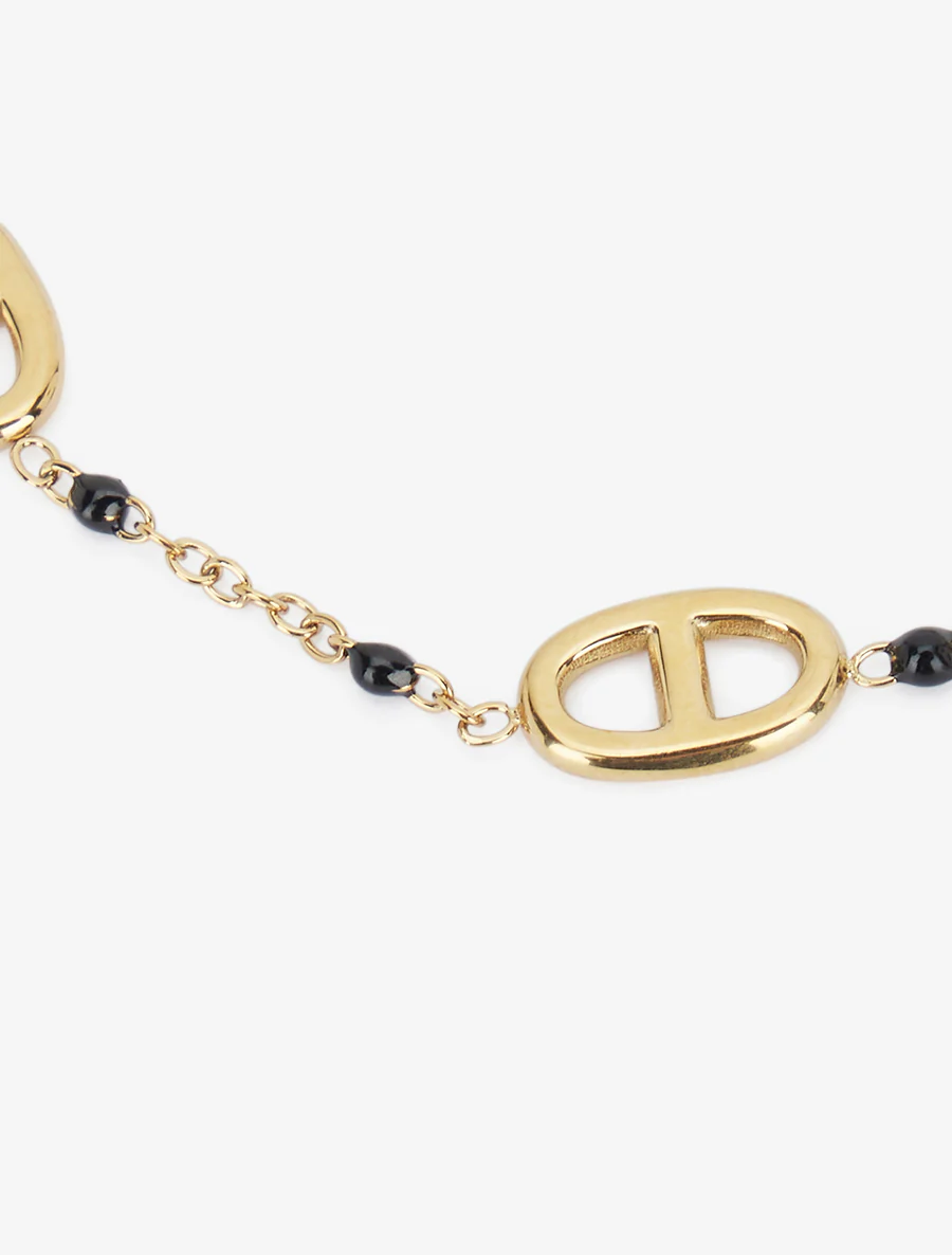 Bracelet à maillon marins et perles - Or/noir - Image 3