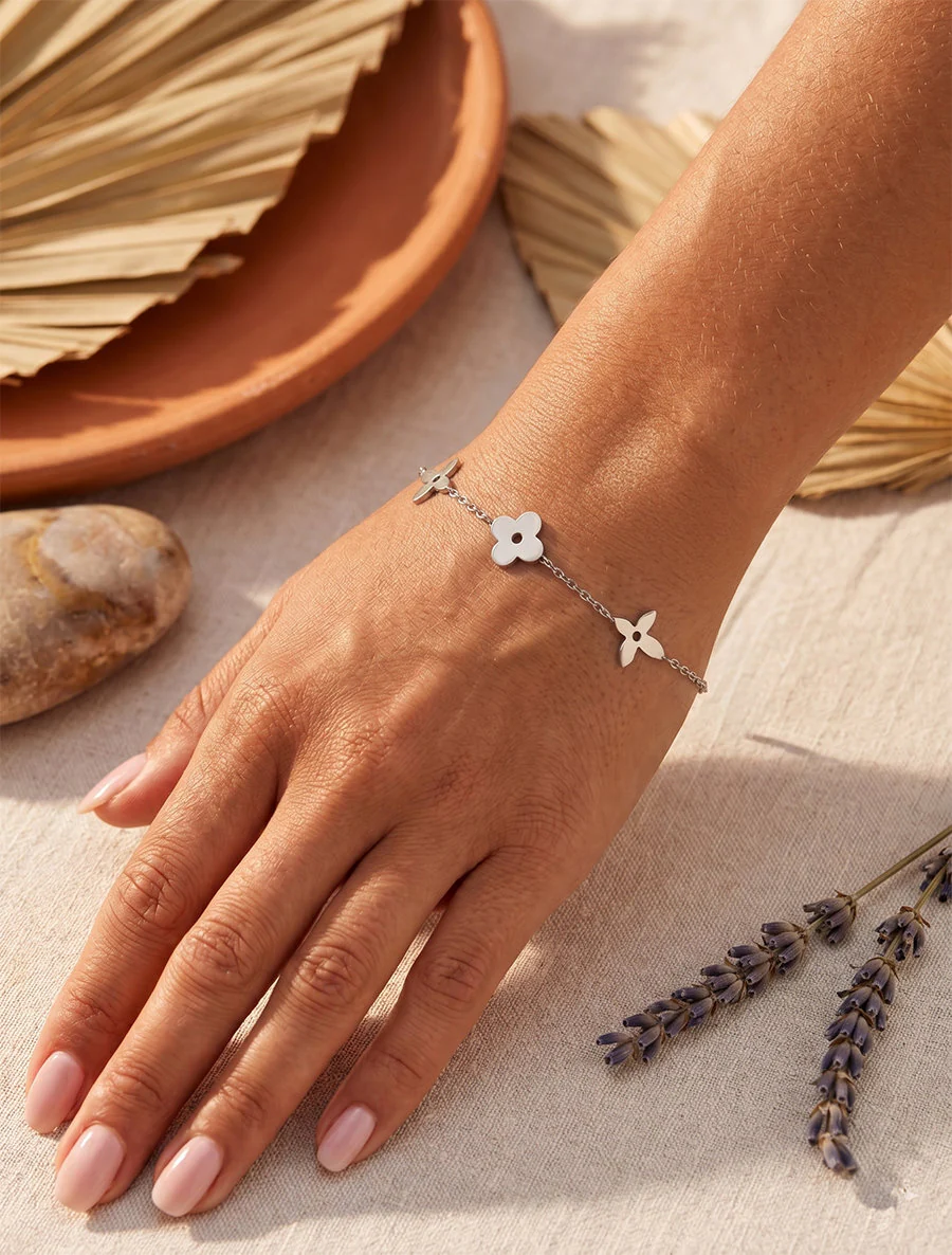 Bracelet à motif pâquerettes - Argent