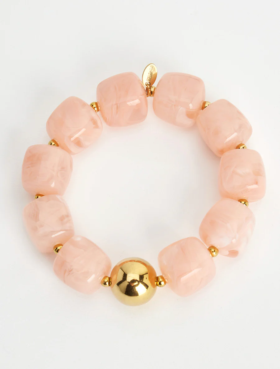 Bracelet à perles en résine et métal - Rose - Image 2