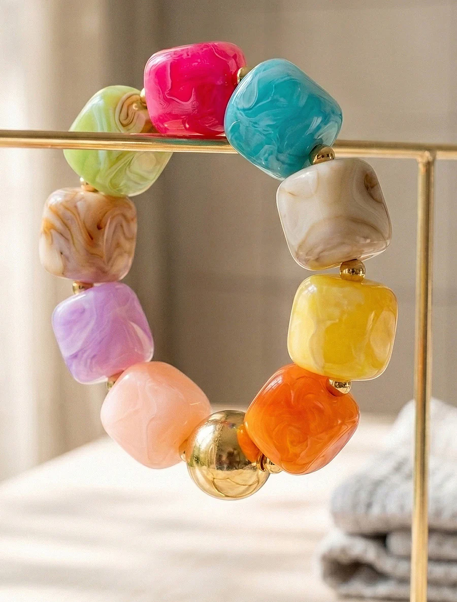 Bracelet à perles en résine et métal - Multi