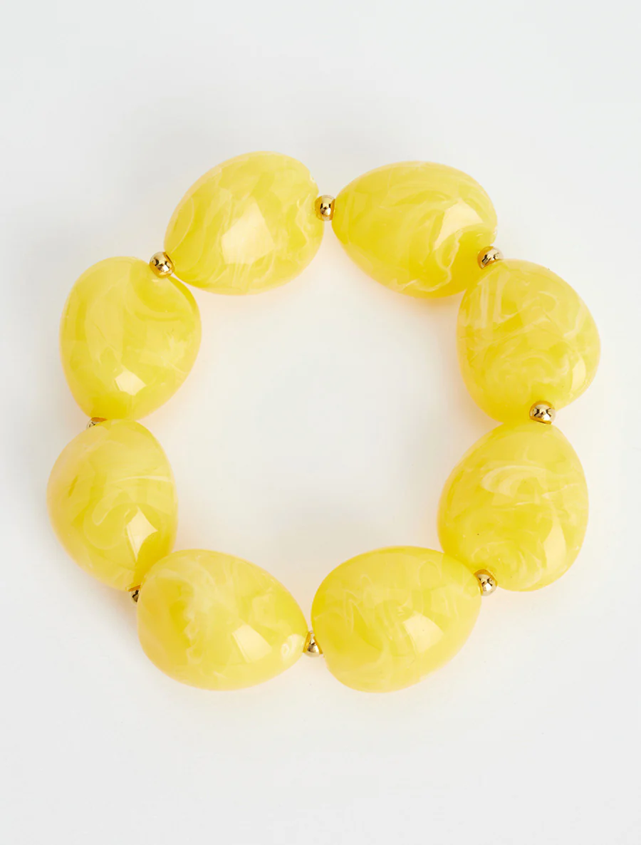 Bracelet à perles en résine - Jaune - Image 2