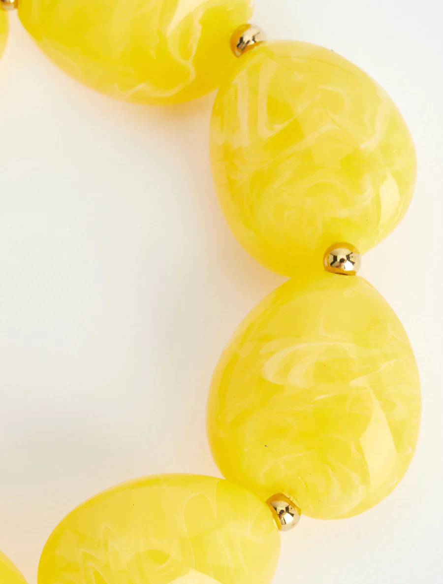 Bracelet à perles en résine - Jaune - Image 3