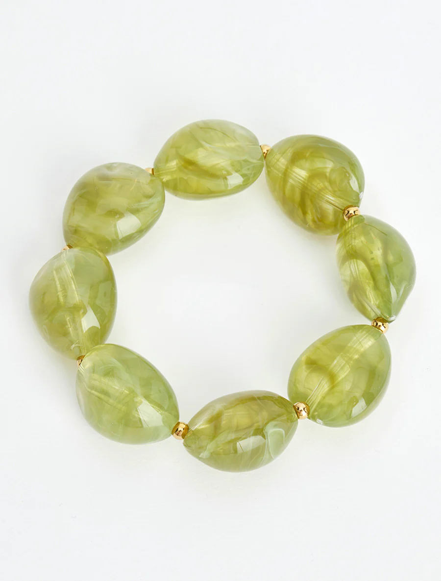 Bracelet à perles en résine - Vert - Image 2