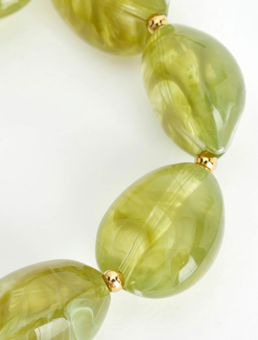 Bracelet à perles en résine - Vert - Image 3