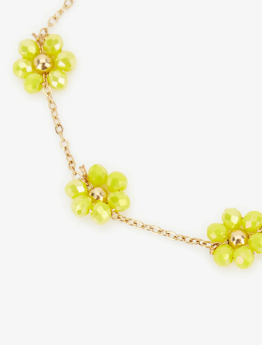 Bracelet à petites fleurs perlées et colorées - Jaune - Image 3