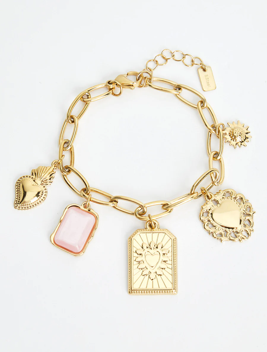 Bracelet chaîne à charms - Rose - Image 2