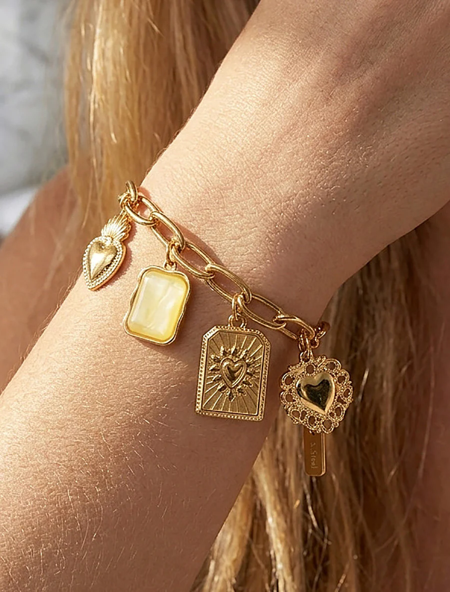 Bracelet chaîne à charms - Jaune