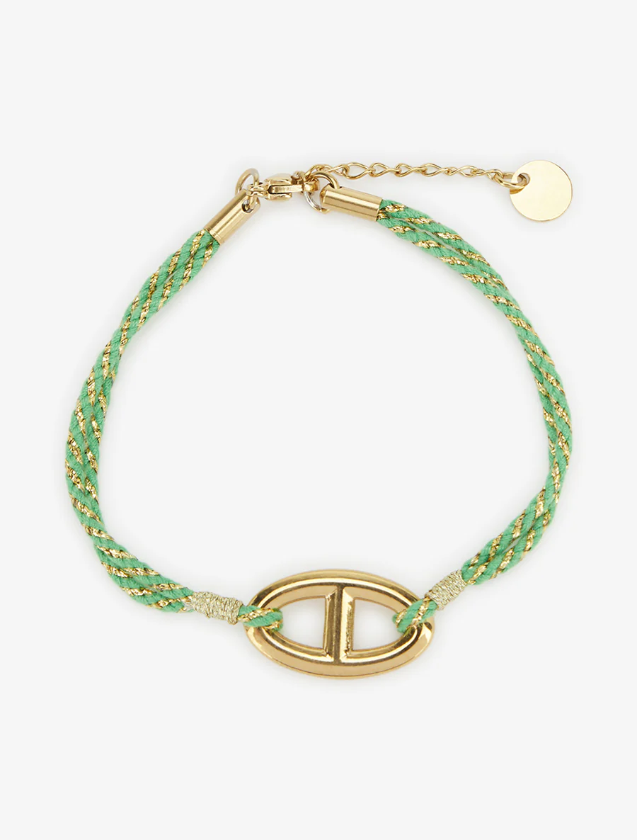 Bracelet cordes irisées à maillon ovale - Or/vert - Image 2