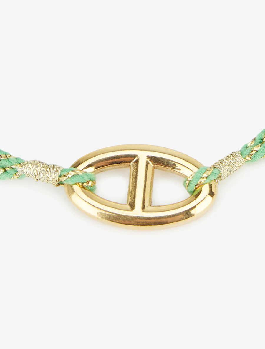 Bracelet cordes irisées à maillon ovale - Or/vert - Image 3