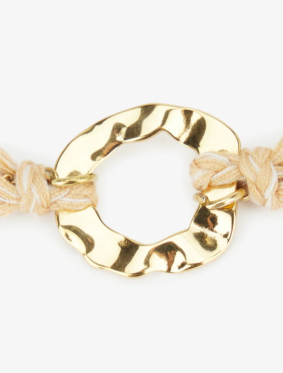 Bracelet en chaînes et fils tressés - Or/taupe - Image 3
