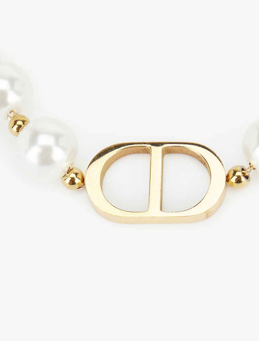 Bracelet en perle à charm ovale - Or/blanc - Image 3