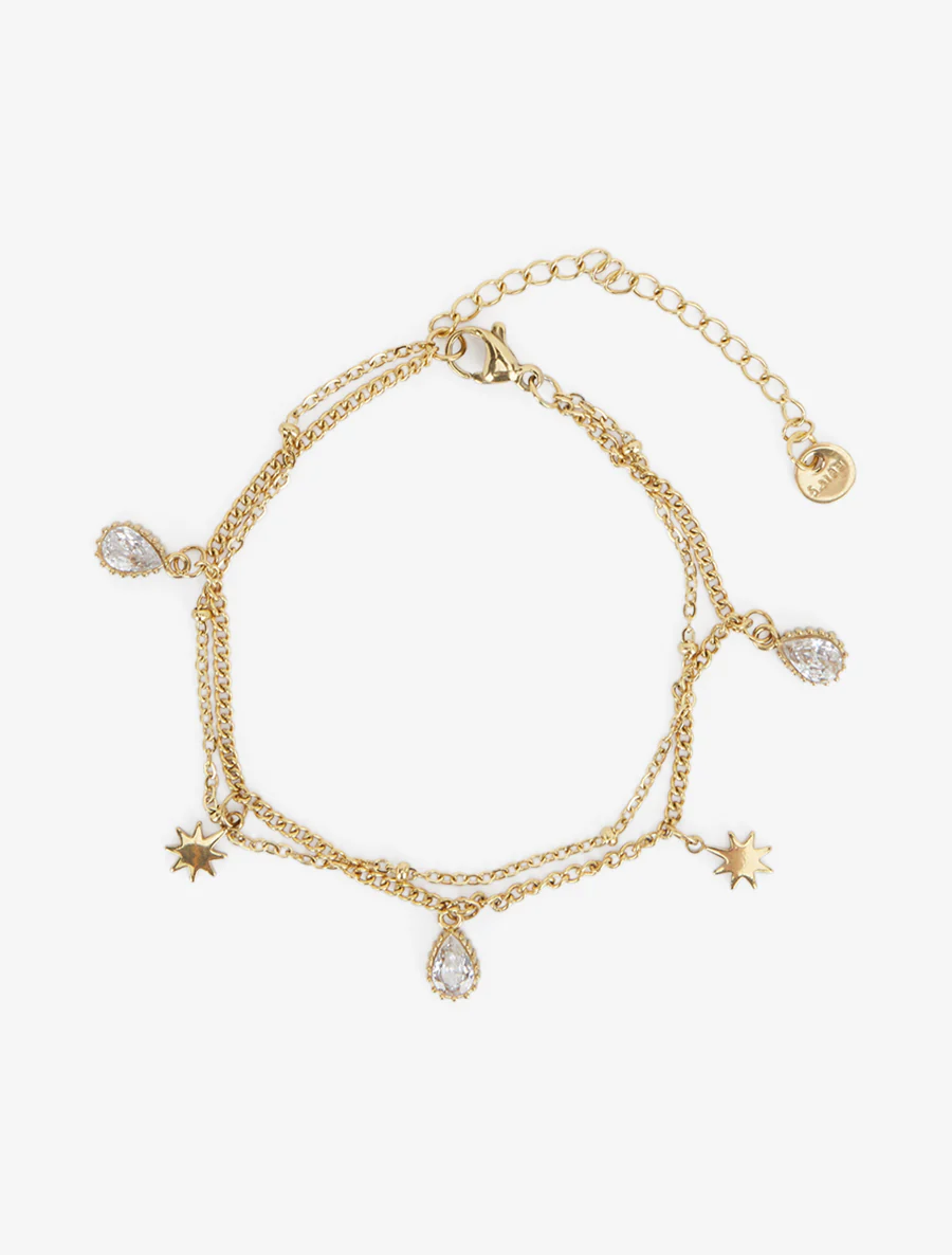 Bracelet étoiles et gouttes ornées de zircons blancs - Or - Image 2