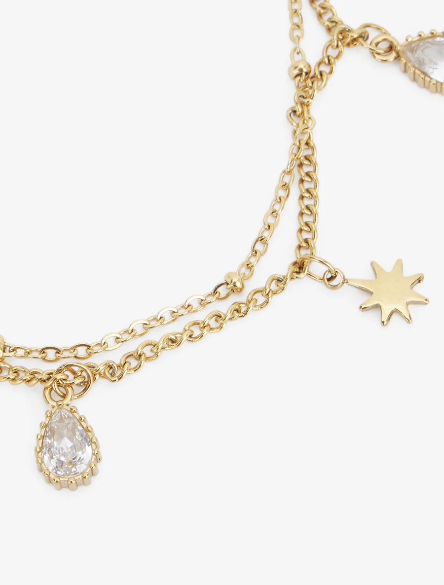 Bracelet étoiles et gouttes ornées de zircons blancs - Or - Image 3