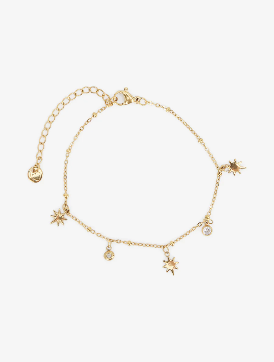 Bracelet fin étoiles et zircons - Or - Image 2