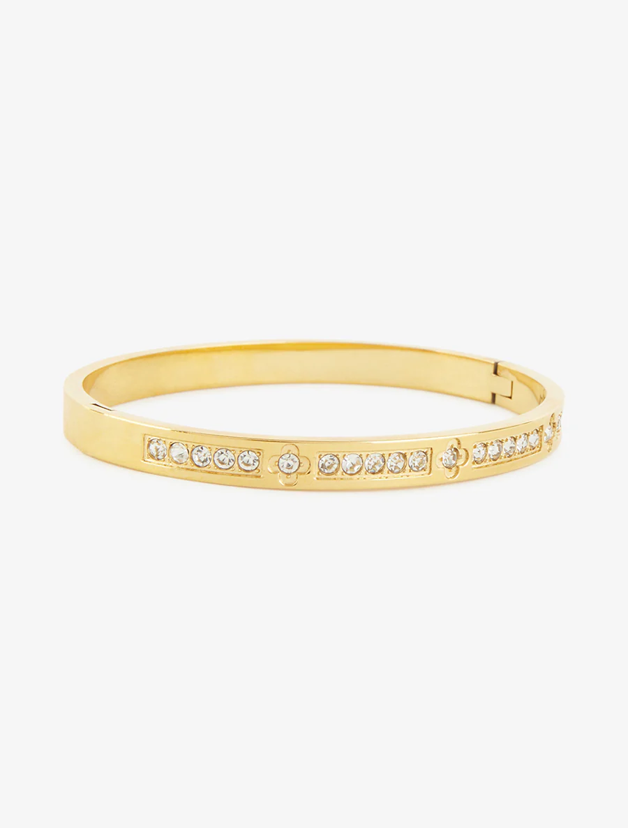 Bracelet jonc orné de zircons blancs - Or - Image 2