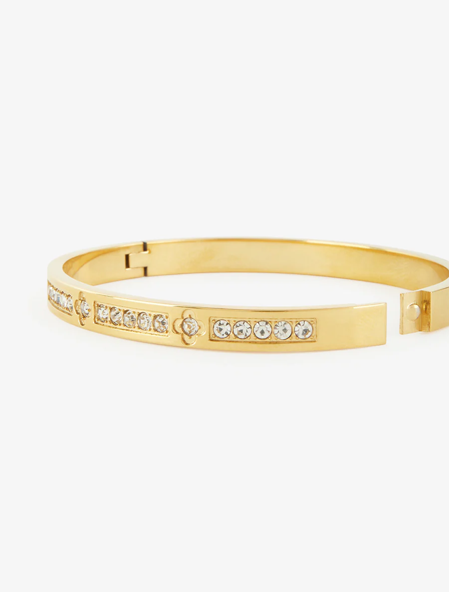 Bracelet jonc orné de zircons blancs - Or - Image 3