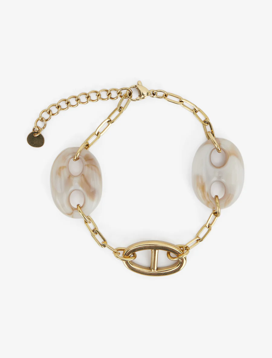 Bracelet maillon marin et graines de café - Or - Image 2