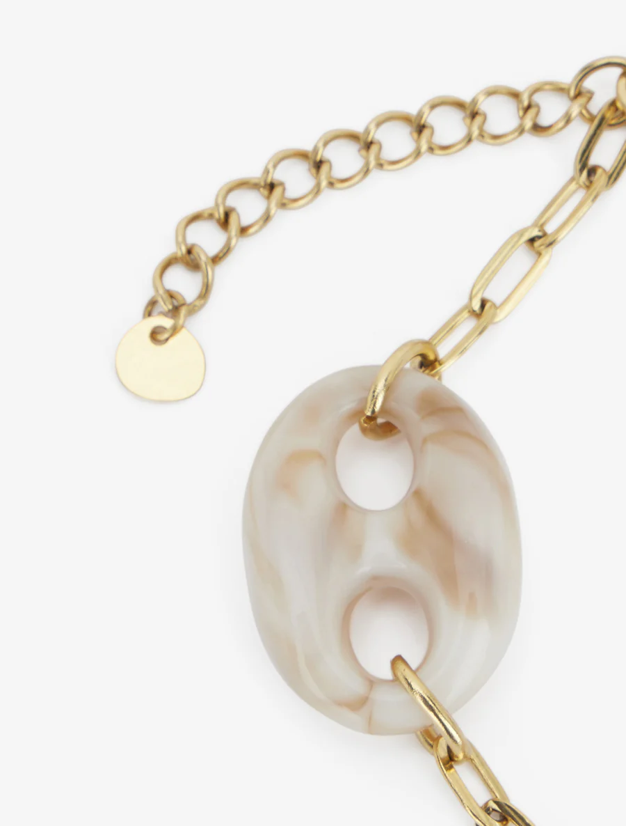 Bracelet maillon marin et graines de café - Or - Image 3