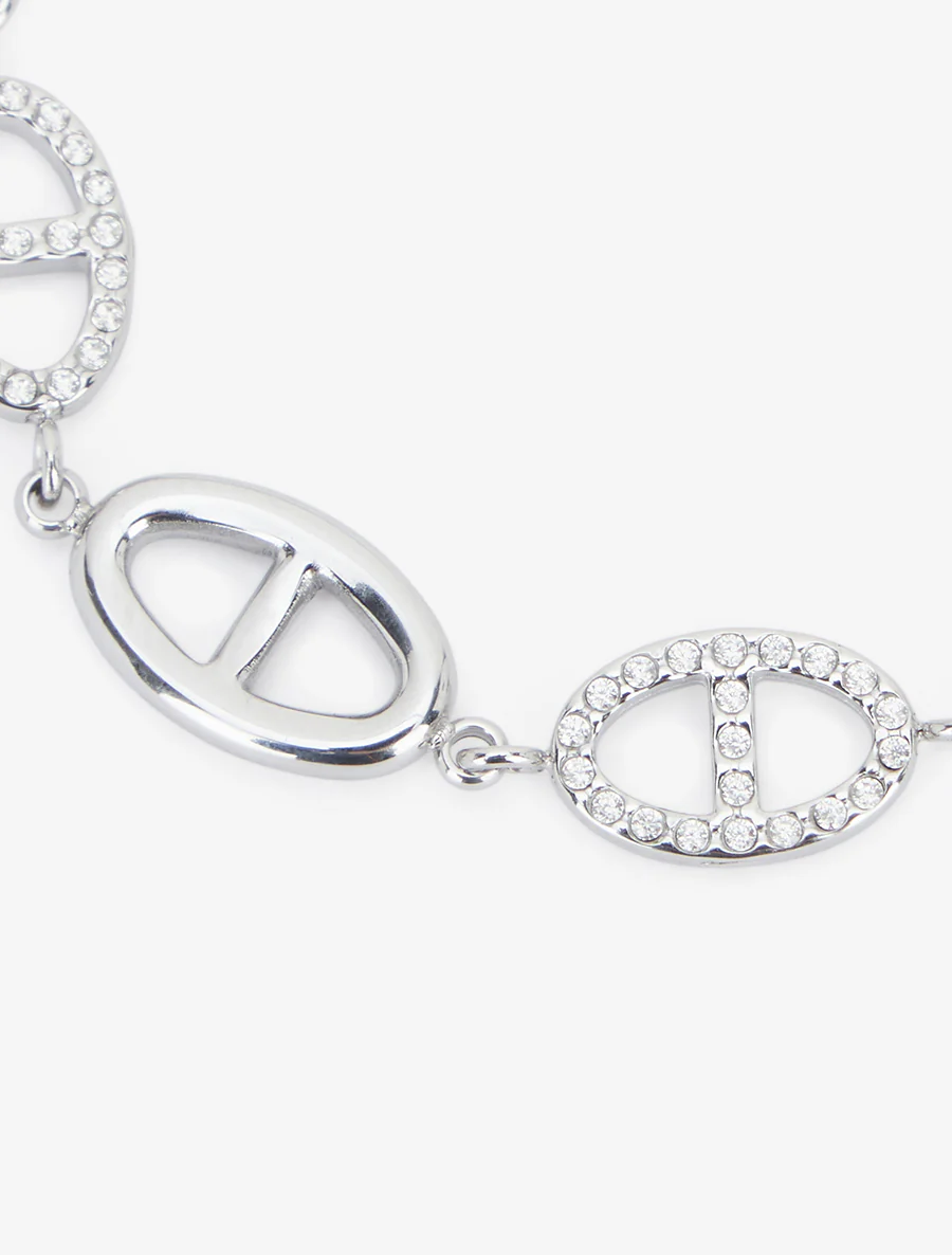 Bracelet maillons marins ornés de zircons blancs - Argent - Image 3