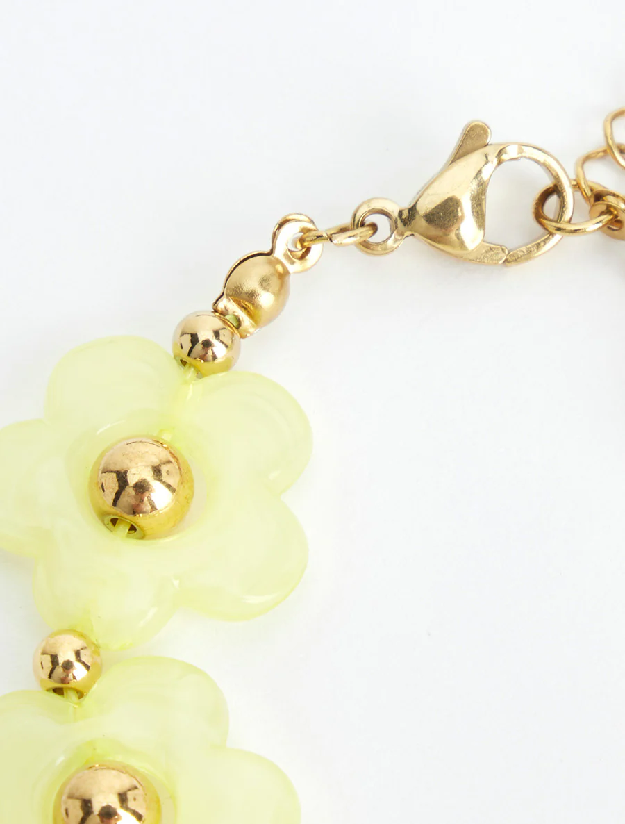 Bracelet motif fleurs en résine - Jaune - Image 3