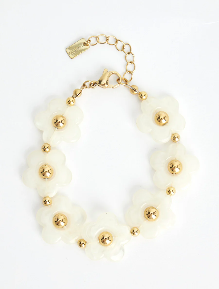 Bracelet motif fleurs en résine - Blanc - Image 2