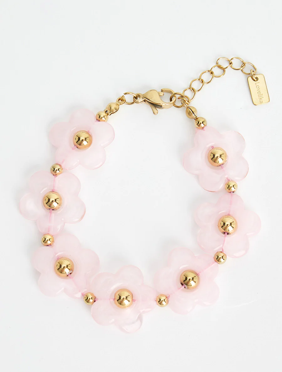 Bracelet motif fleurs en résine - Rose - Image 2
