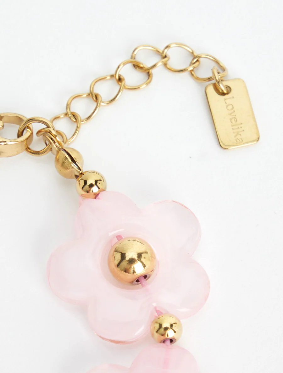 Bracelet motif fleurs en résine - Rose - Image 3