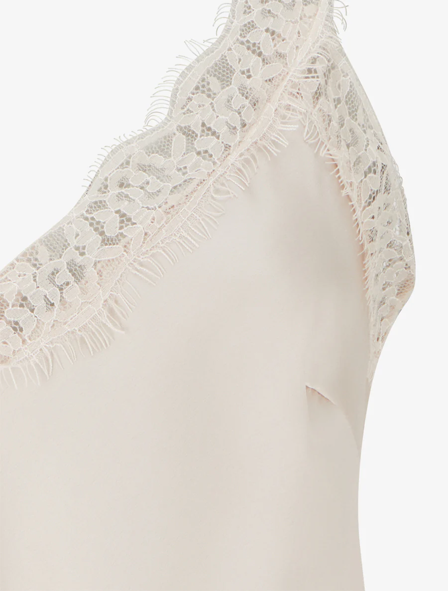 Caraco à bretelles et bords en dentelle - Beige - Image 3