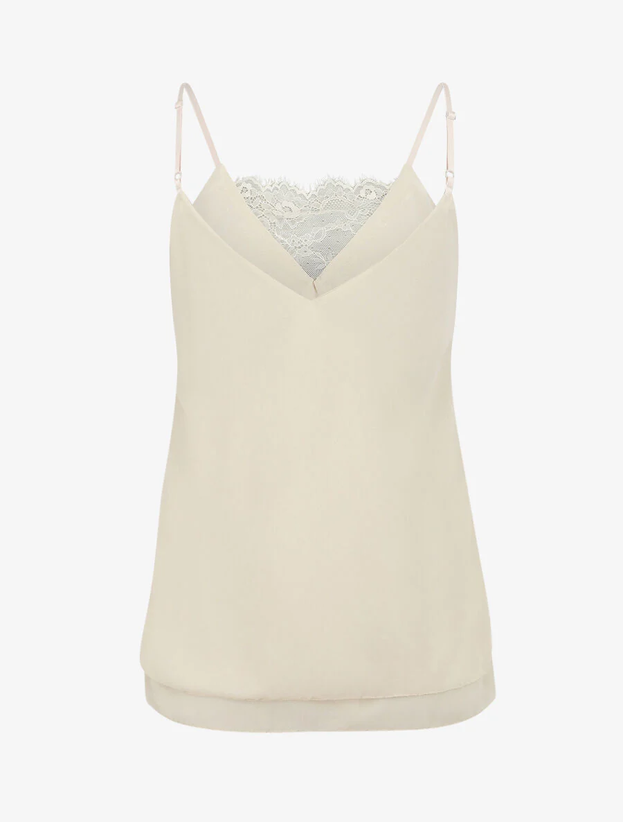 Caraco à col V en dentelle - Beige - Image 2