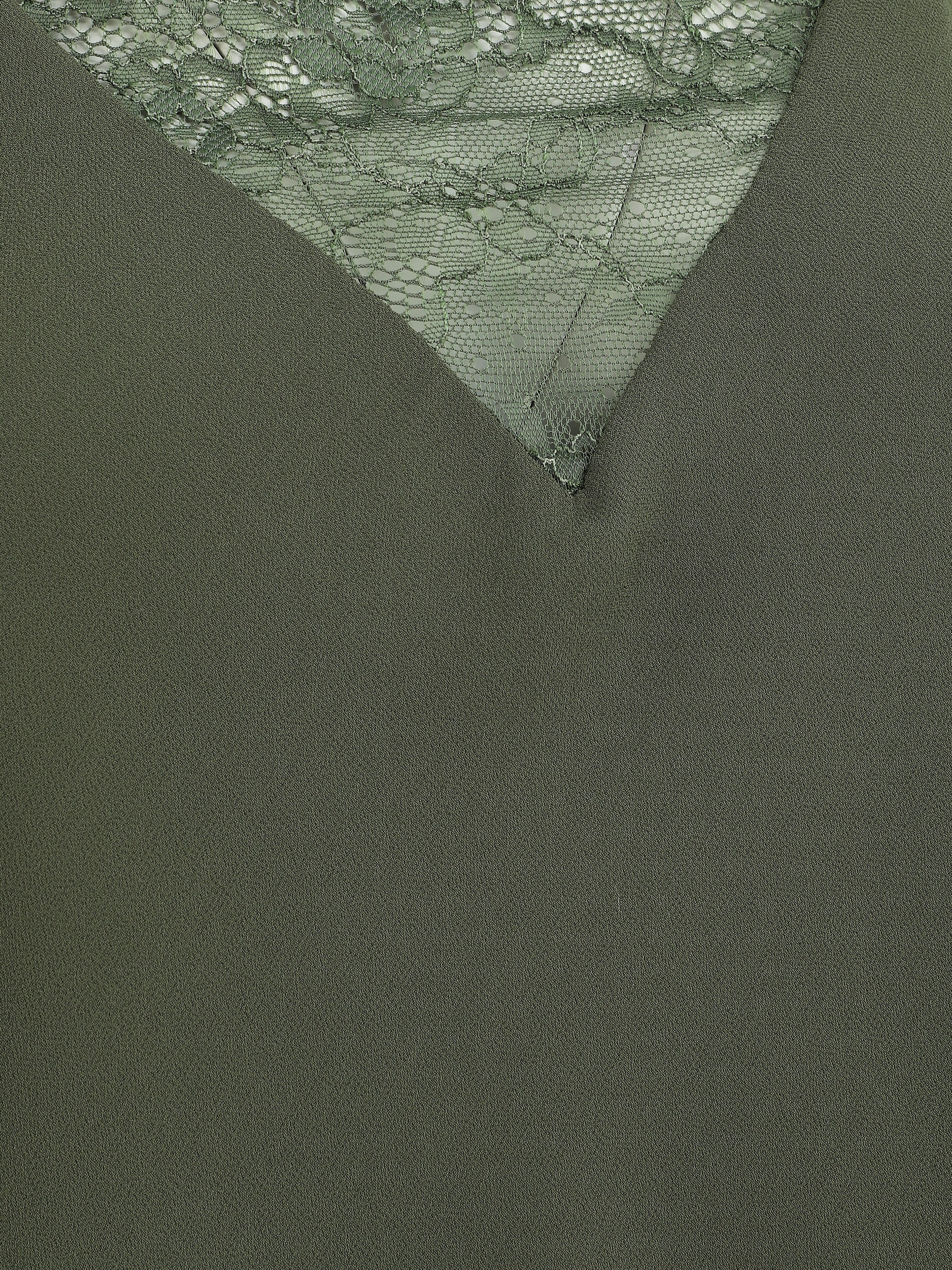Caraco à col V en dentelle - Kaki - Image 3