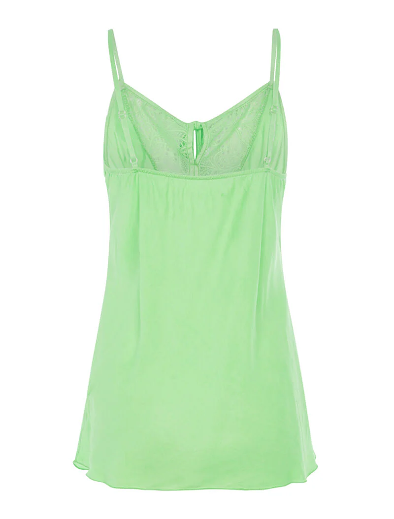 Caraco décolleté à dentelle - vert fluo - Image 2