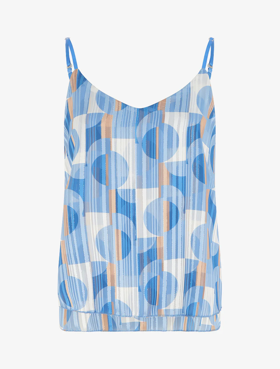 Caraco droit à motif géométrique irisé - Bleu clair