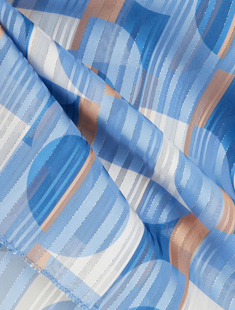 Caraco droit à motif géométrique irisé - Bleu clair - Image 3