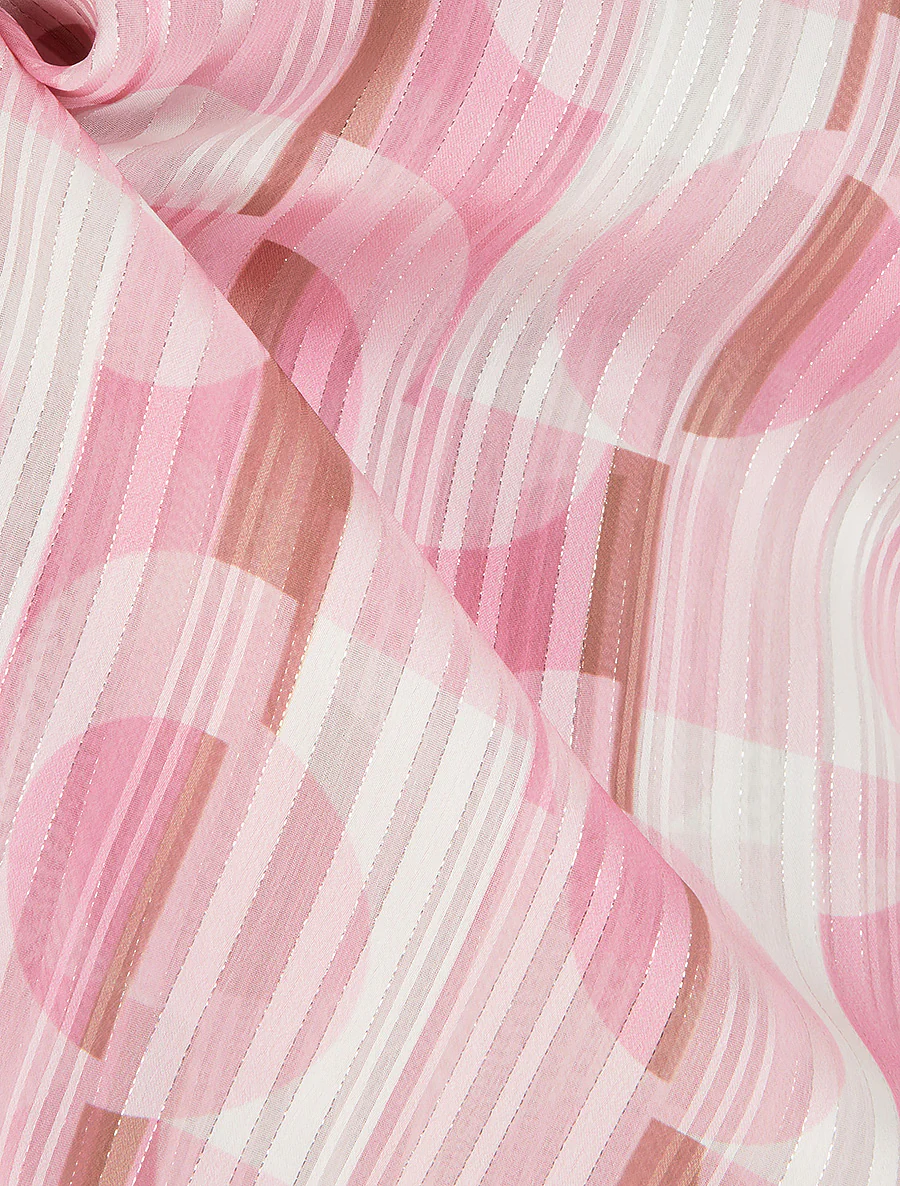 Caraco droit à motif géométrique irisé - Rose - Image 3