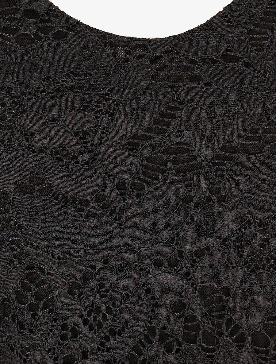 Caraco droit en dentelle - Noir - Image 3