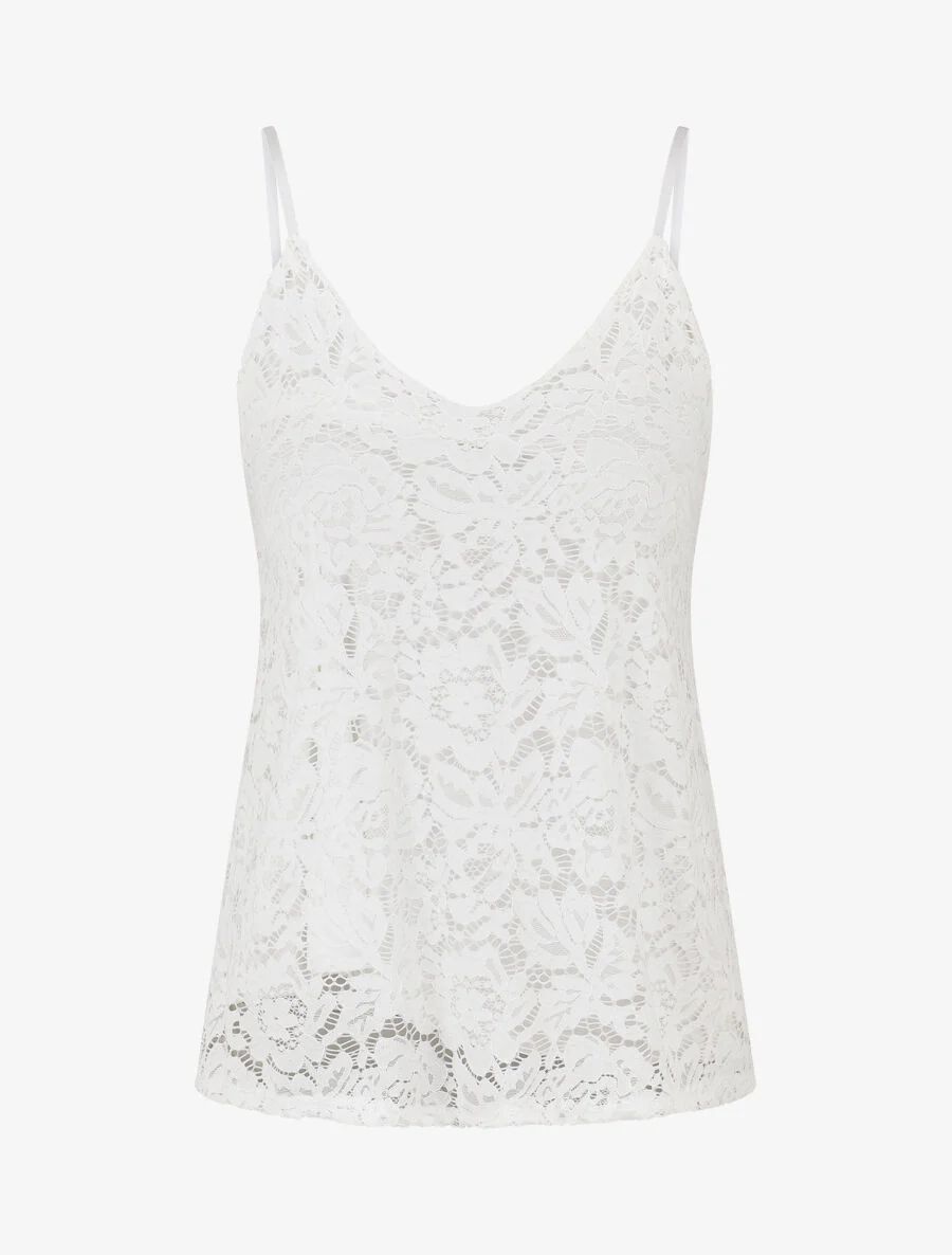 Caraco droit en dentelle - Blanc
