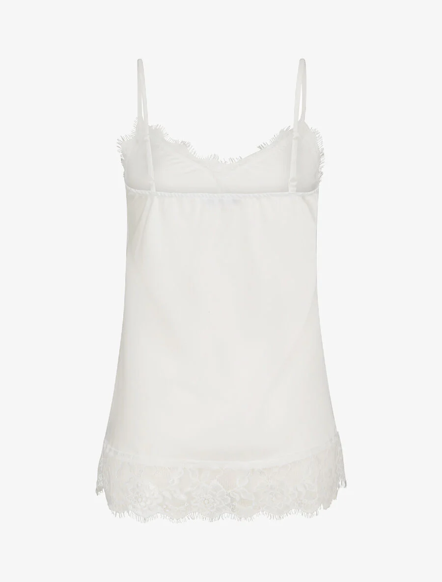 Caraco droit satiné à bords en dentelle - Blanc - Image 2
