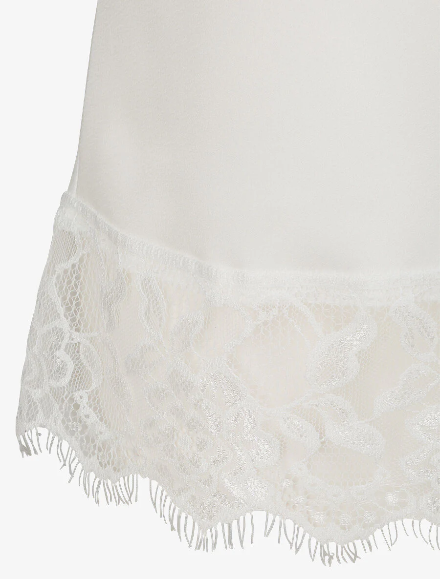 Caraco droit satiné à bords en dentelle - Blanc - Image 3