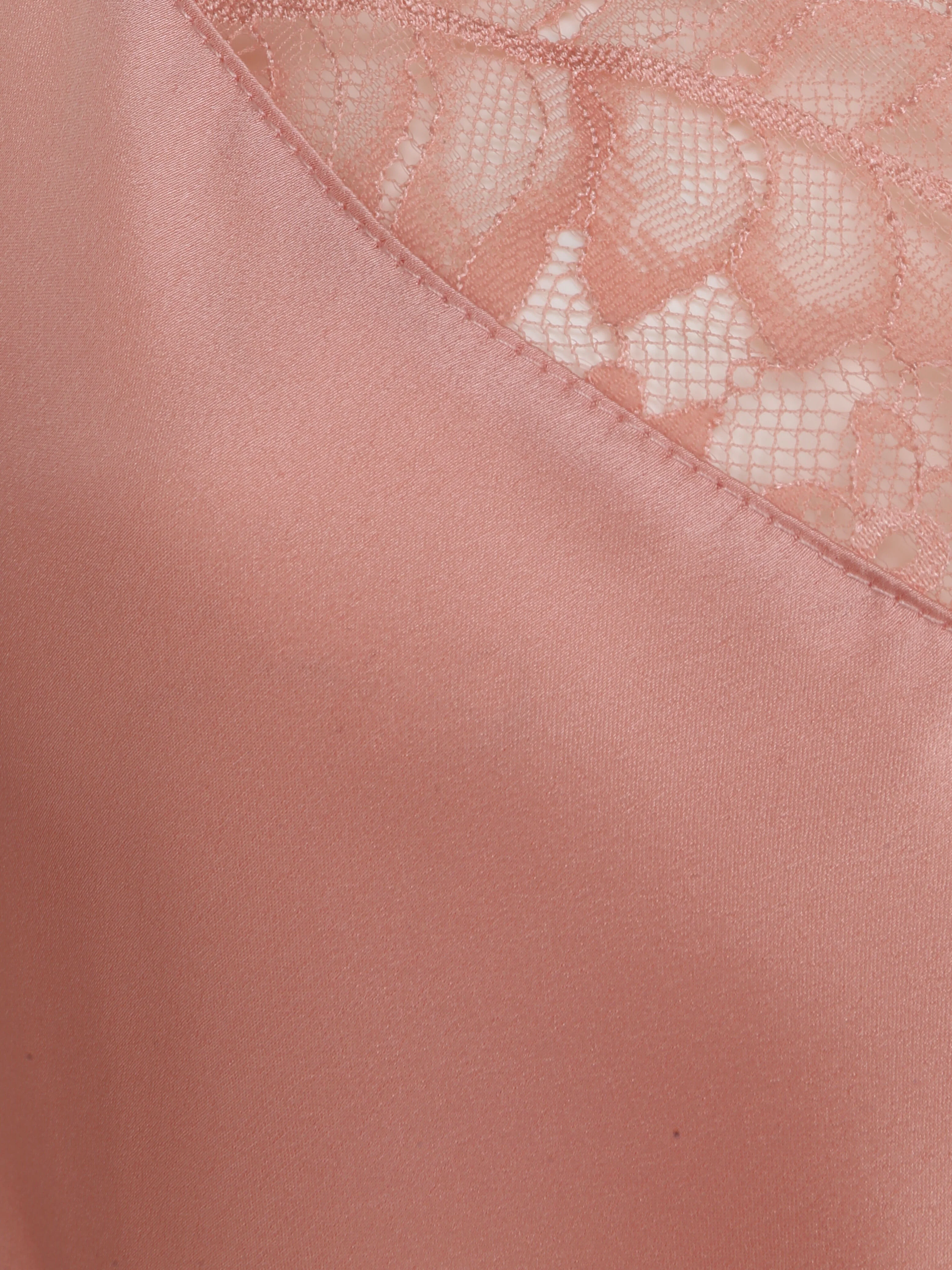 Caraco droit satiné à col V en dentelle - Rose - Image 3
