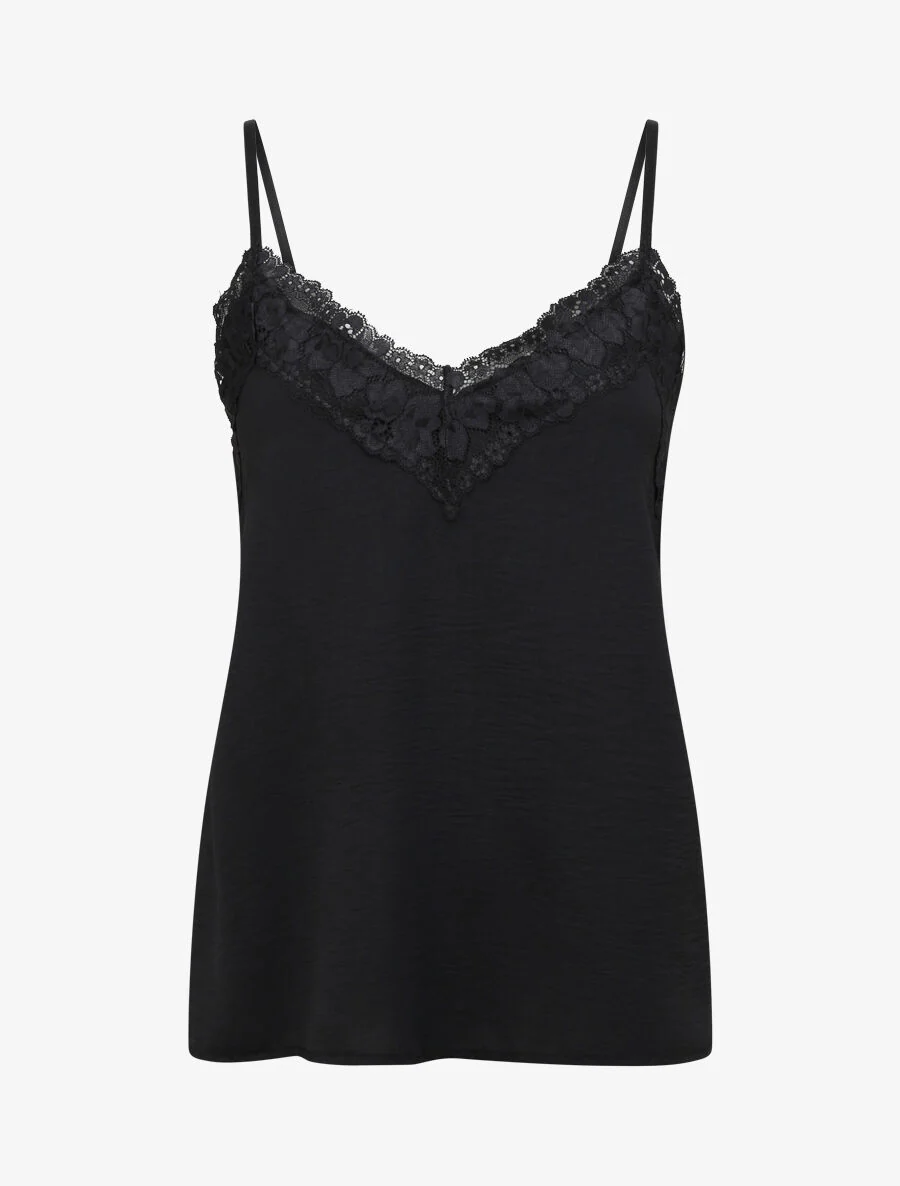 Caraco droit uni col dentelle - Noir
