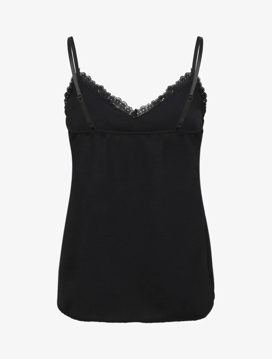 Caraco droit uni col dentelle - Noir - Image 2