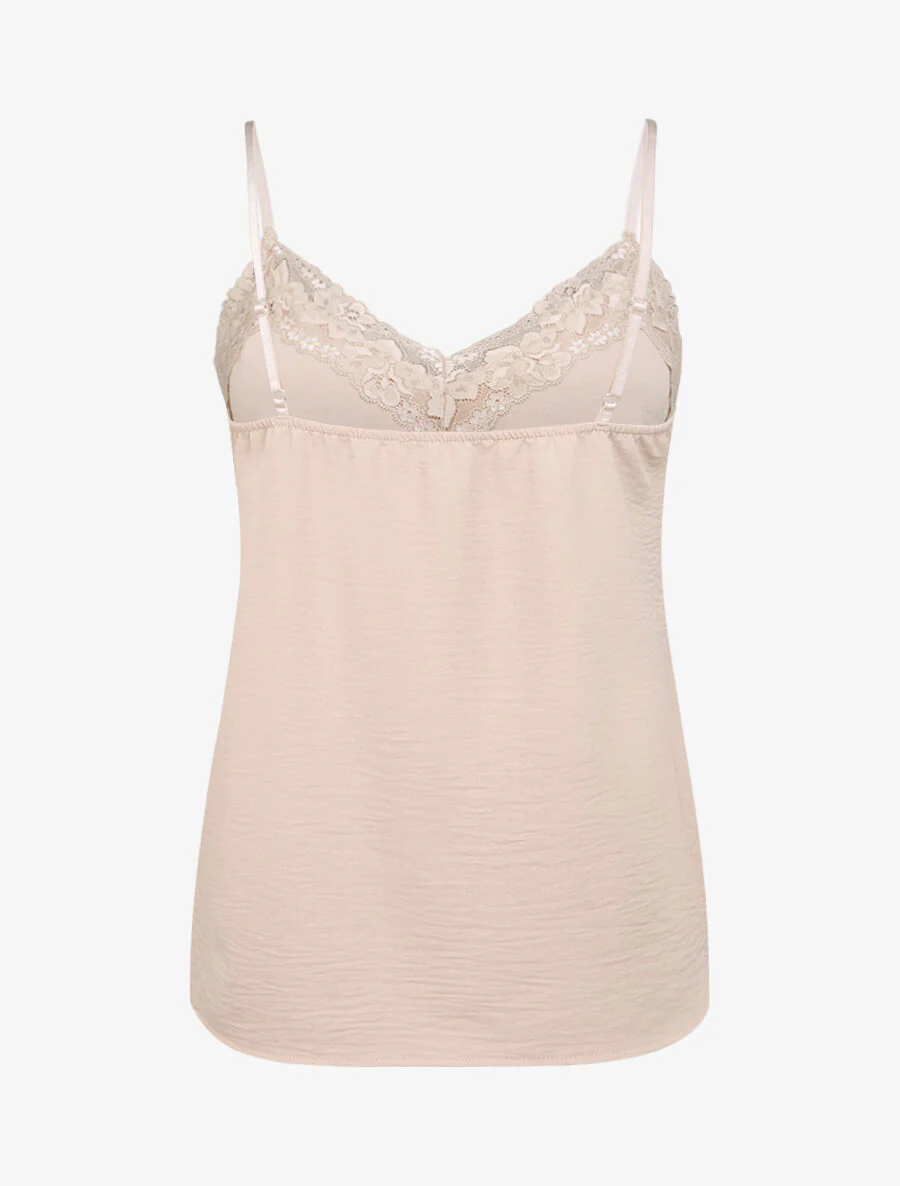 Caraco droit uni col dentelle - Beige - Image 2