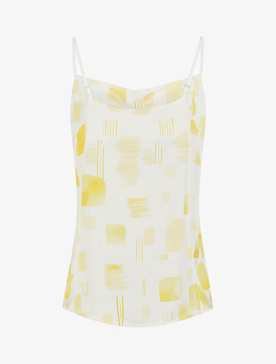 Caraco effet satiné à imprimé stylisé - Jaune - Image 2