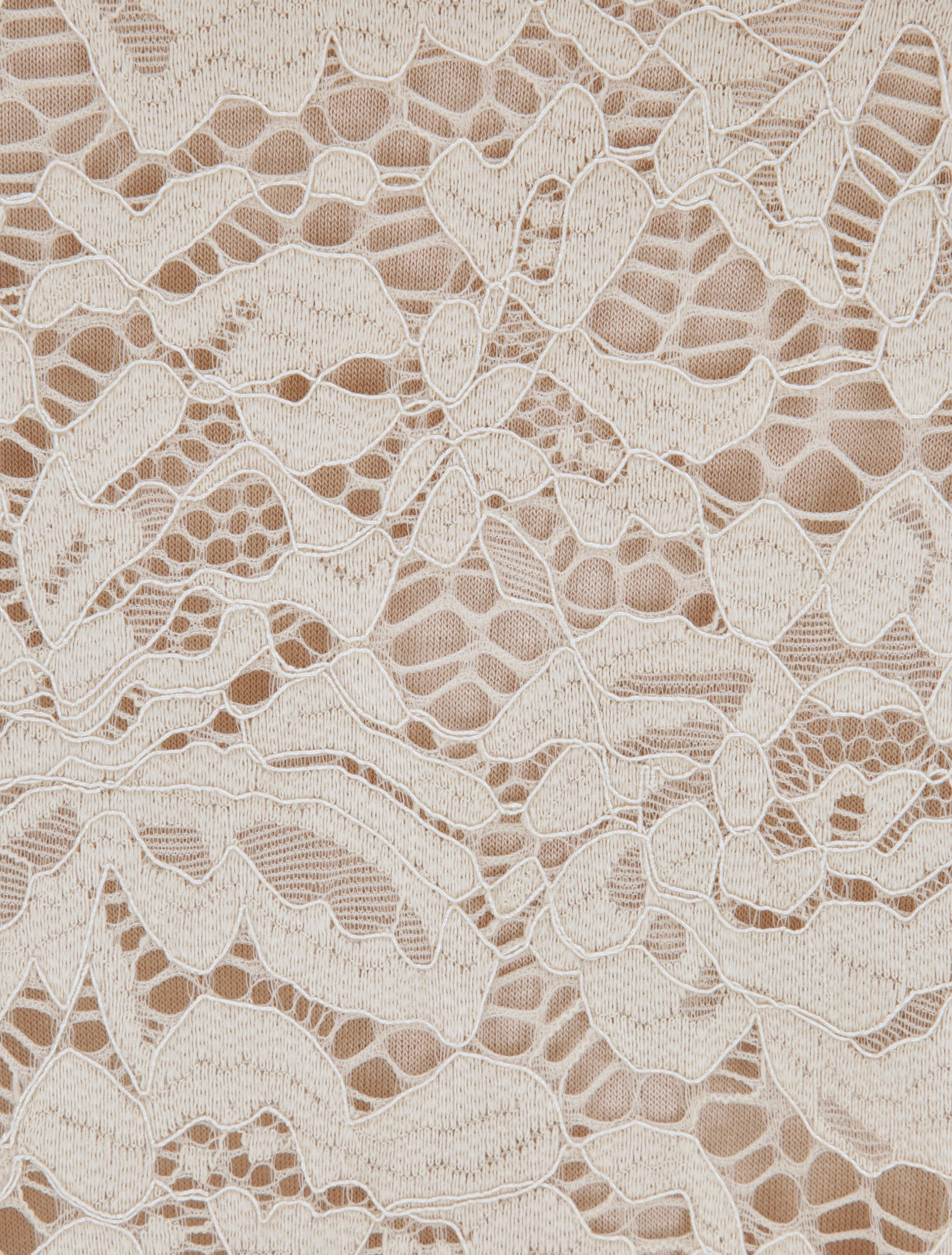Caraco fluide coupe droite en dentelle - Beige - Image 4